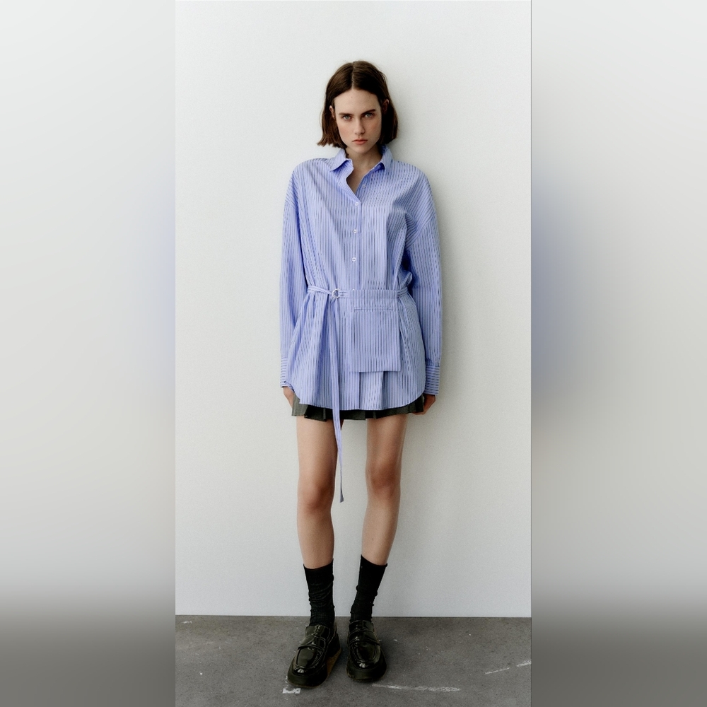 Zara Belted Striped Shirt